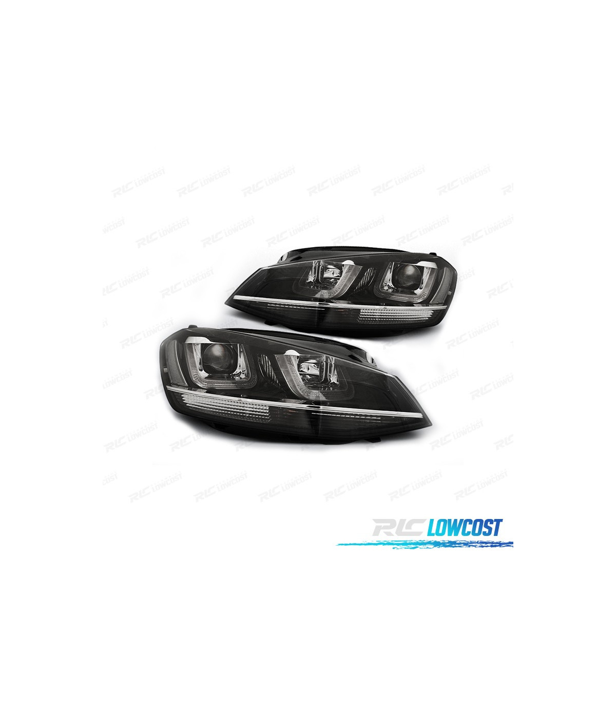 Farois Frontais Para Volkswagen Vw Golf Gti Luz Diurna Fundo Preto Branco